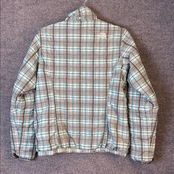 The North Face Women’s Medium Light Weight Plaid Puffer Jacket - Teal and Brown - Picture 6 of 13